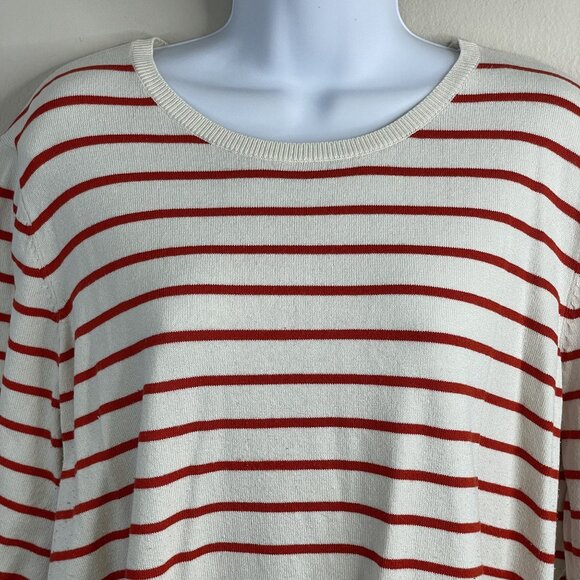 H&M Preppy Sweater Womens XLarge Nautical Coastal Stripe Pullover Short Sleeve - Picture 2 of 7